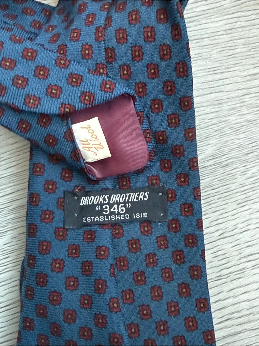 Brooks Brothers “346” All Wool Tie Blue Foulard Print